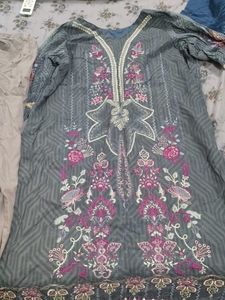 Embroidered Grey Kurta with Salwar