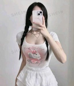 Cute Bunny Graphic Crop Top
