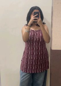 drawstring sleeveless kurti
