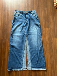 Maxi Denim Skirt with Front and back slit