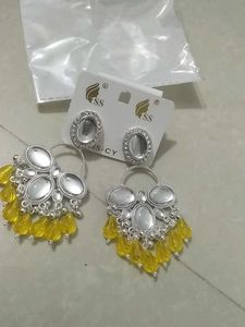 Statement Earrings with Yellow Accents