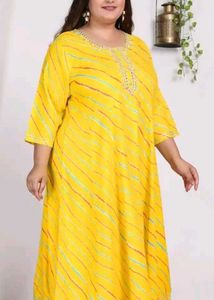 Swasti Plus Size Lehariya Striped A-Line Maxi