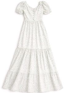 White Floral Tiered Maxi Dress