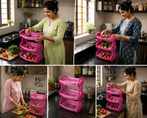 Pink 3-Tier Kitchen Organizer Rack