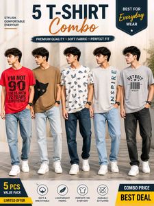 5 Men's T-Shirt Combo - Everyday Wear