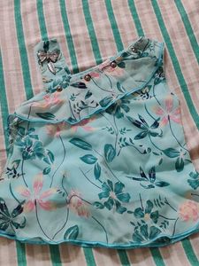Light Blue Floral Sleeveless Top