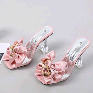 Pink butterfly knot designer heels
