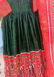 A Traditional Long Frock With Dupatta