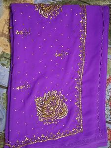 Elegant Purple Embellished Saree