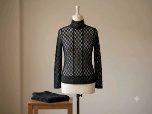 Elegant Black Lace Turtleneck Top