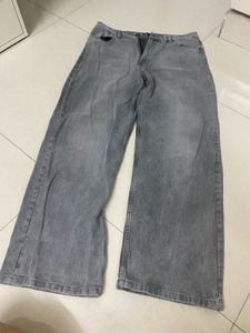 Wide Leg Grey Denim Jeans