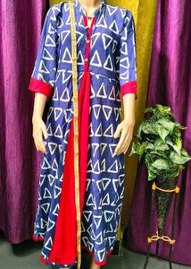 Stylish Blue &amp; Red Geometric Print Kurti