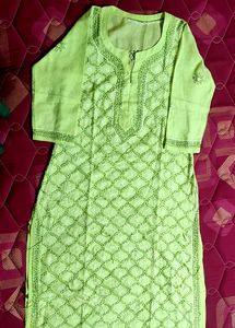 Lime Green Embroidered Kurti