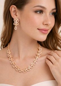 Elegant Floral Necklace &amp; Earring Set