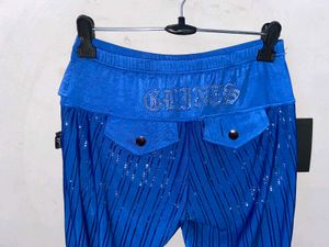 Sparkling Blue Wide-Leg Pants