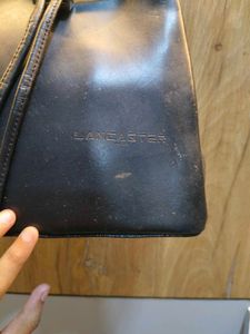 Lancaster Black Leather Drawstring Bucket Bag