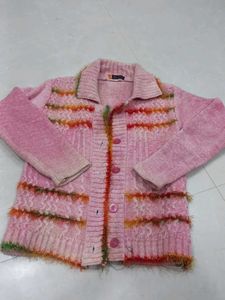 Pink Fuzzy Knit Cardigan