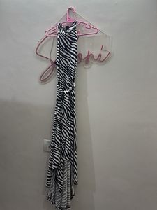 Zebra Print Halter Neck Maxi Dress Brand New