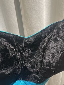 Black Velvet Blouse with Rhinestone Straps