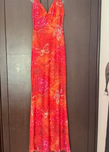 Stunning Orange Print Maxi Dress