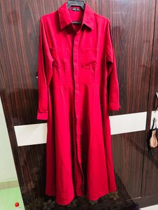 Chic Red Collared Maxi Dress