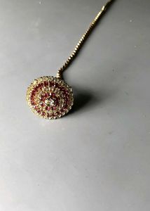 Stunning Maang Tikka with Red and Clear Stones