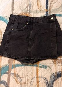 Black Denim Skort