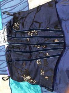 Elegant Navy Blue Embroidered Corset Dress