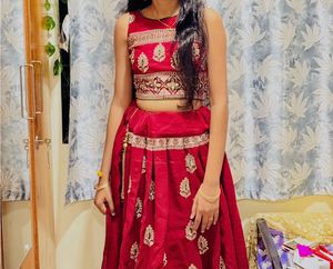Maroon Embroidered Lehenga Choli Set