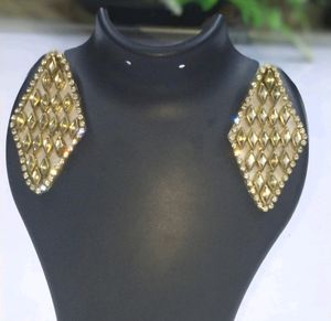 Eyerring square forehead metal kundan Crystal Pear