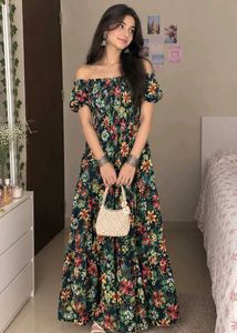 Boho Floral Off-Shoulder Maxi Dress