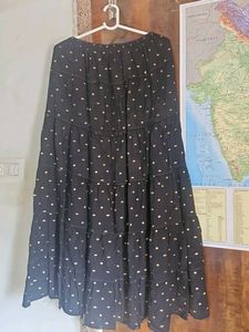 Black Cotton Maxi Skirt