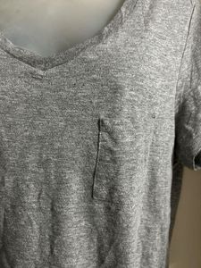 Grey V-Neck Pocket T-Shirt