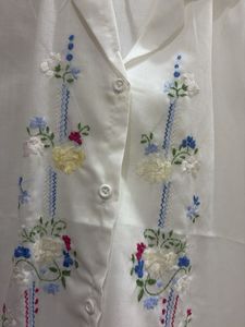 Embroidered White Button-Up shirt