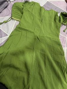 Beautiful Olive hand embroidered Green Kurta set