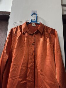 Shimmering Orange Button-Up Shirt