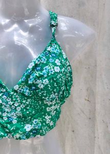Green Floral Crop Top
