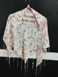 Floral Print Scarf with Tassels