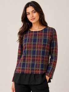 Chic Plaid Long Sleeve Top
