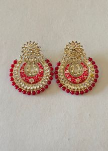 Stunning dark pink &amp; Gold Jhumka Earrings