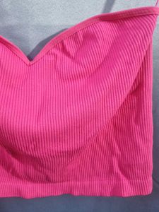Only Pink Ribbed Crop Top