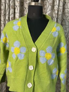 Lime Green Floral Cardigan