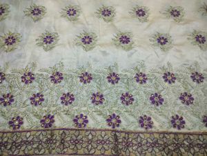 Purple cream Saree with Gold Embroidery