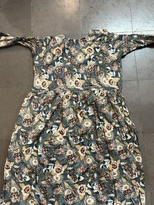 Floral Print Kurta with Embellished Neckline