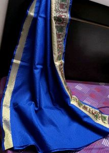 Vibrant Blue Chanderi Silk Saree with Blouse