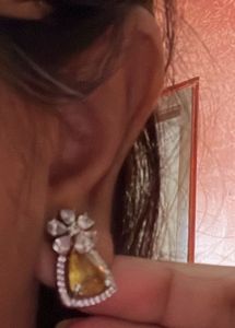 Elegant Yellow Gemstone &amp; Diamond Earrings