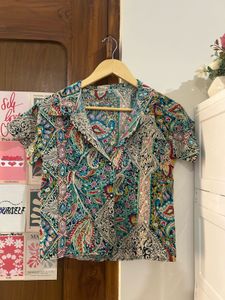 Bohemian Print Button-Up Shirt