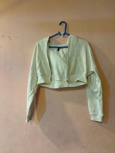 white Cropped zipper
