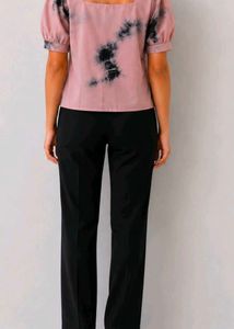 Stylish Pink Tie-Dye Puff Sleeve Top