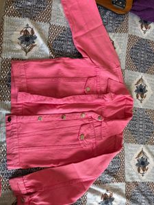 Chic Pink Cropped Denim Jacket